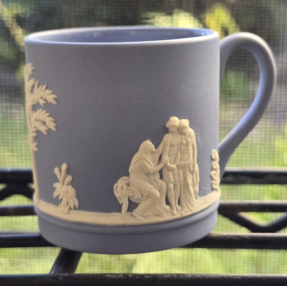 Jasperware Flat Demitasse Cup England Numbered Women Angels